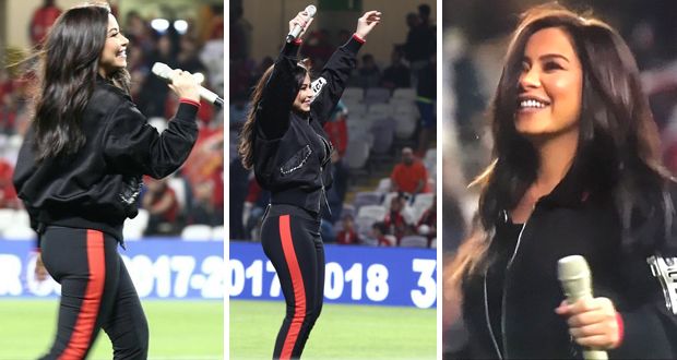 شيرين عبد الوهاب تفتتح حفل السوبر المصري بالسلام الوطني