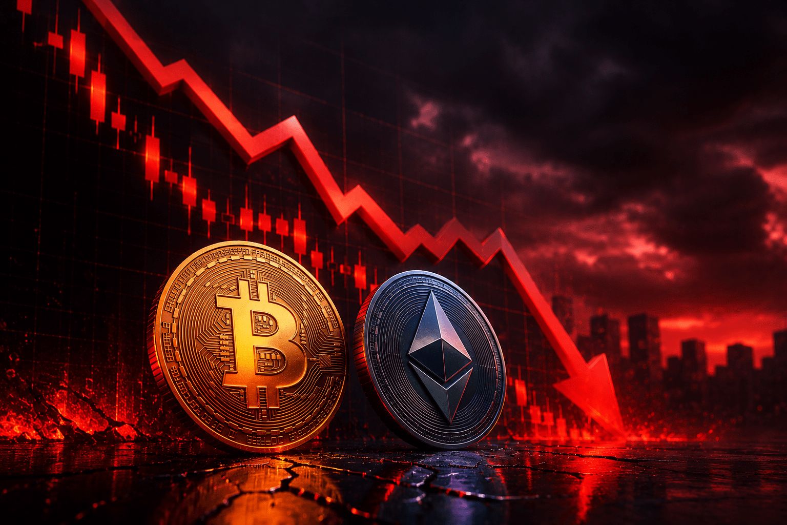 سعر البيتكوين يهبط دون 62 ألف دولار والإيثيريوم تتراجع بنسبة 6% وسط موجة بيع جديدة
